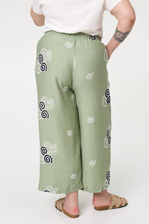 Khaki | Curve Embroidered Relaxed Trousers
