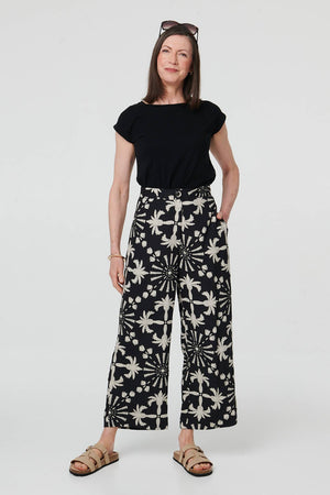 Black | Printed High Waist Straight Fit Trousers