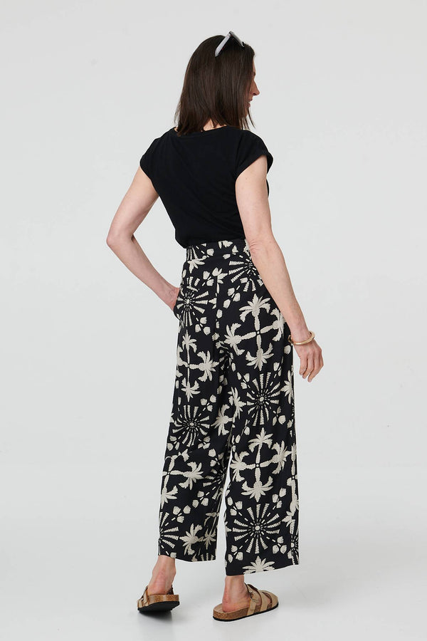 Black | Printed High Waist Straight Fit Trousers