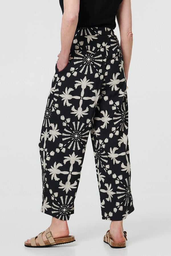 Black | Printed High Waist Straight Fit Trousers