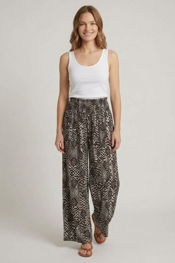 Black | Abstract High Waist Wide Trousers