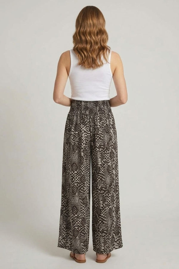 Black | Abstract High Waist Wide Trousers
