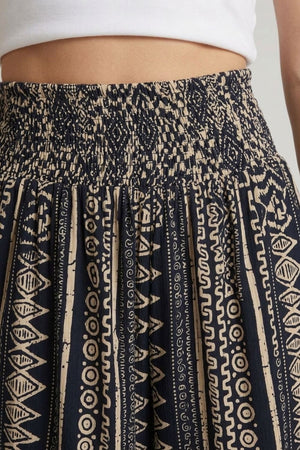 Navy | Abstract Wide High Waist Trousers