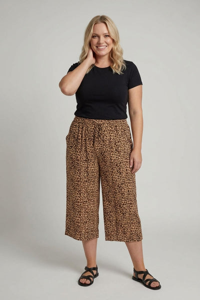 Beige | Curve Animal Print High Waist Trousers