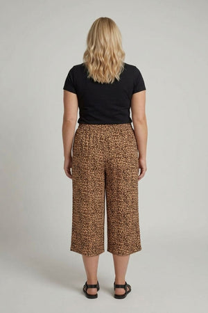 Beige | Curve Animal Print High Waist Trousers