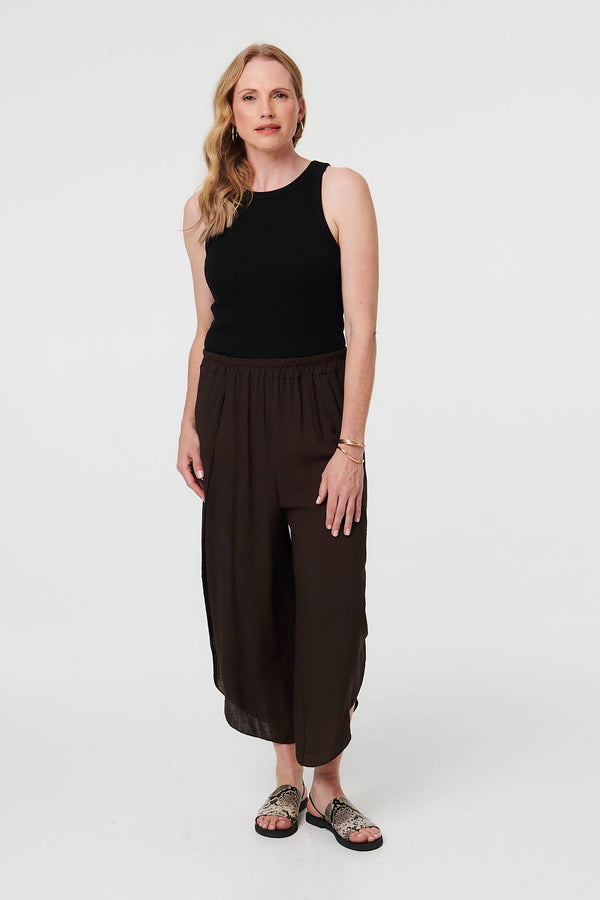 Brown | Layered High Waist Relaxed Wide Trousers