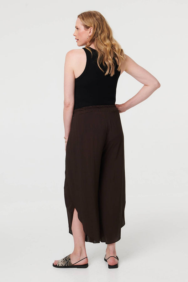 Brown | Layered High Waist Relaxed Wide Trousers