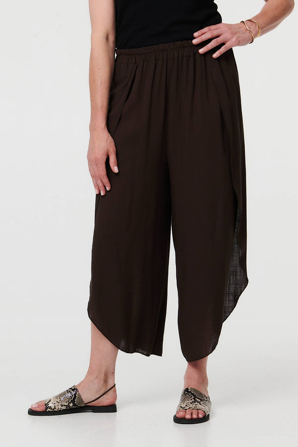 Brown | Layered High Waist Relaxed Wide Trousers