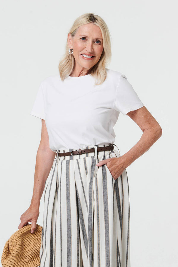 Black | Belted High Waist Wide Trousers