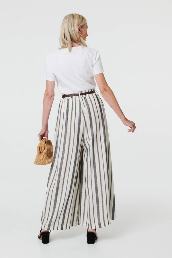 Black | Belted High Waist Wide Trousers
