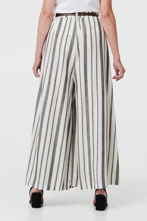 Black | Belted High Waist Wide Trousers
