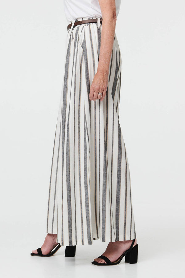 Black | Belted High Waist Wide Trousers