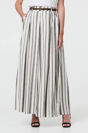 Black | Belted High Waist Wide Trousers