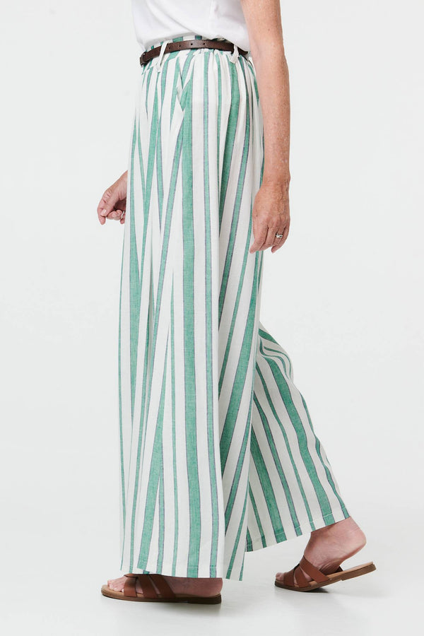 Green | Belted High Waist Wide Trousers