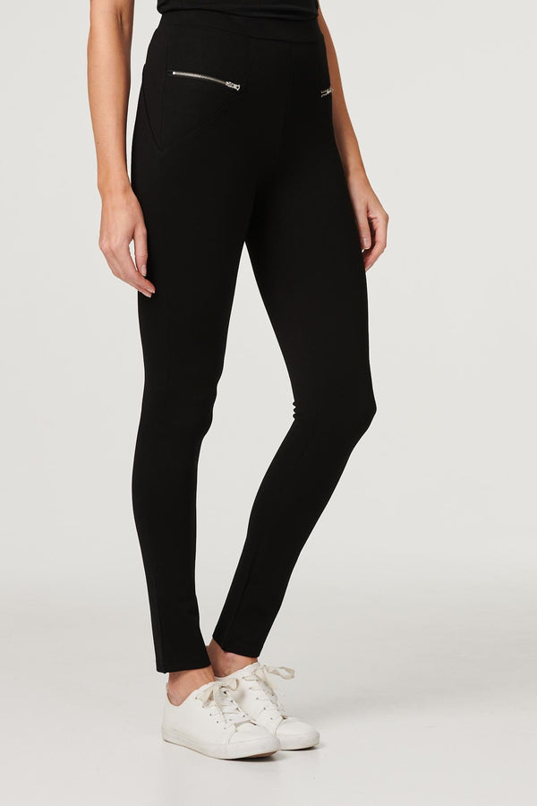 Black | Zip Detail Skinny Fit Jeggings