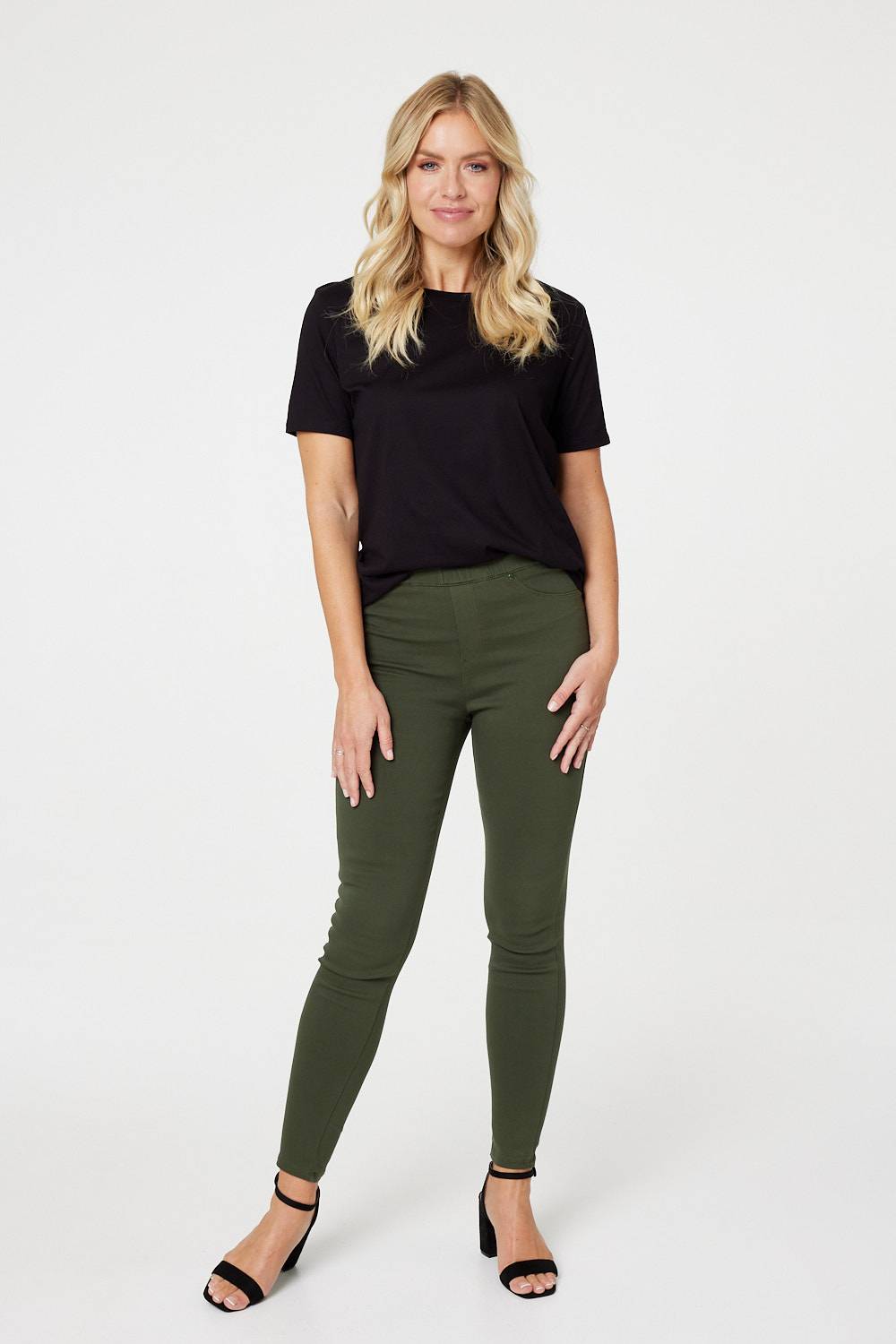Khaki | Denim Ankle Length Jeggings