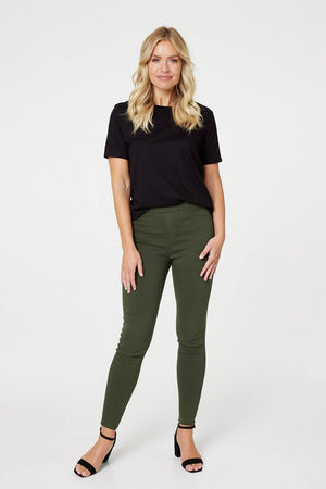 Khaki | Denim Ankle Length Jeggings