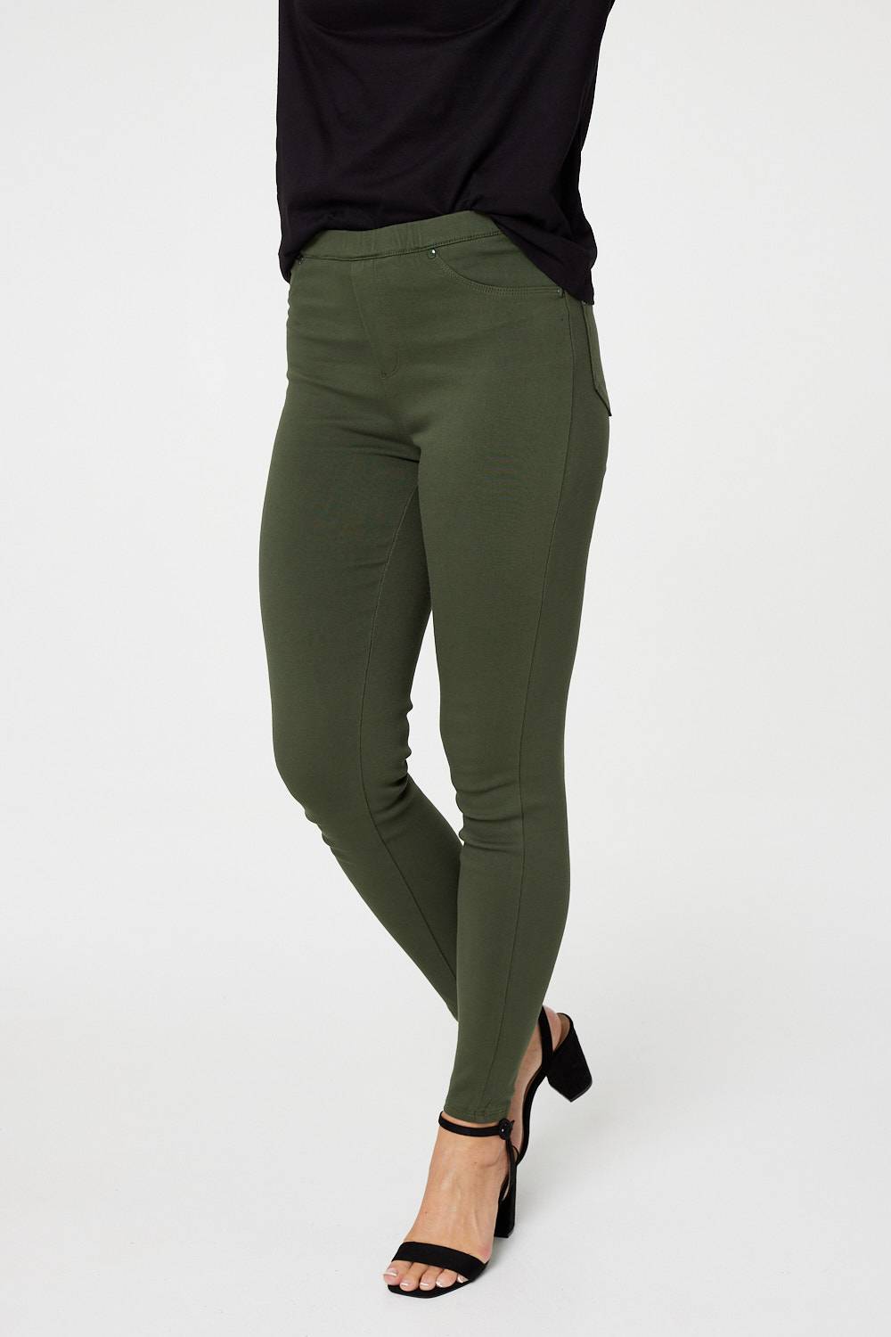 Khaki | Denim Ankle Length Jeggings