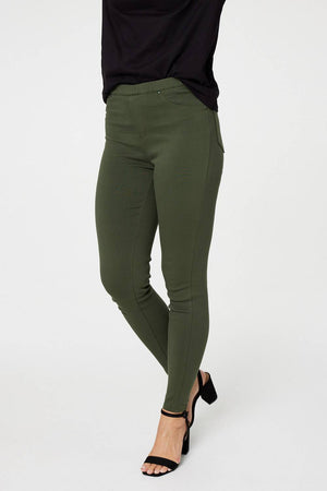 Khaki | Denim Ankle Length Jeggings