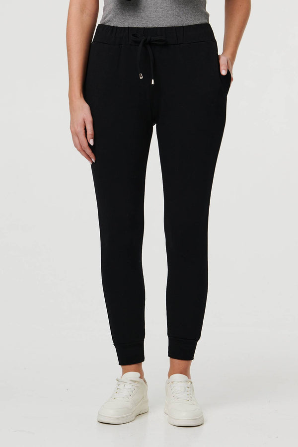 Black | Adjustable Drawstring Waist Slim Joggers
