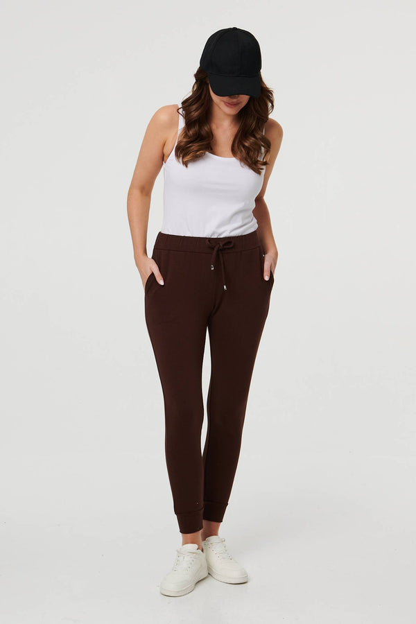 Brown | Adjustable Drawstring Waist Slim Joggers
