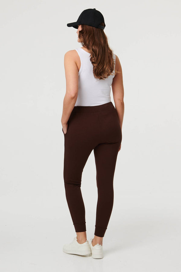 Brown | Adjustable Drawstring Waist Slim Joggers
