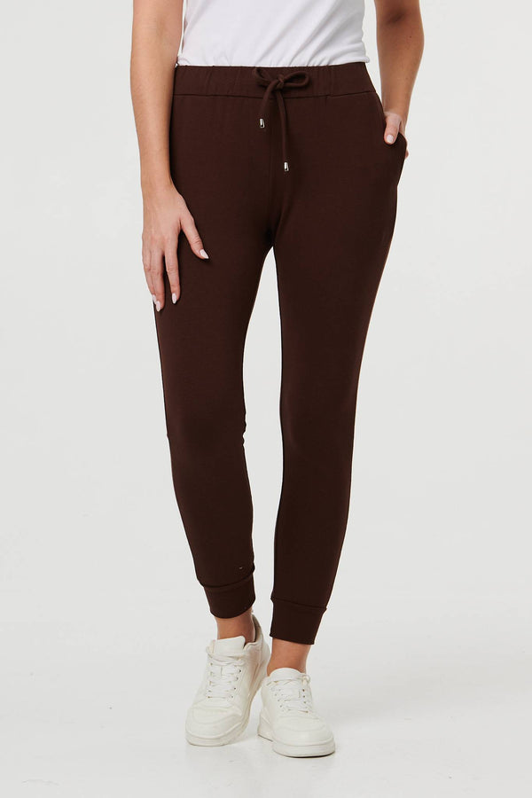 Brown | Adjustable Drawstring Waist Slim Joggers

