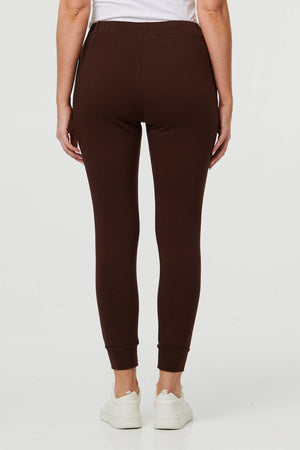 Brown | Adjustable Drawstring Waist Slim Joggers
