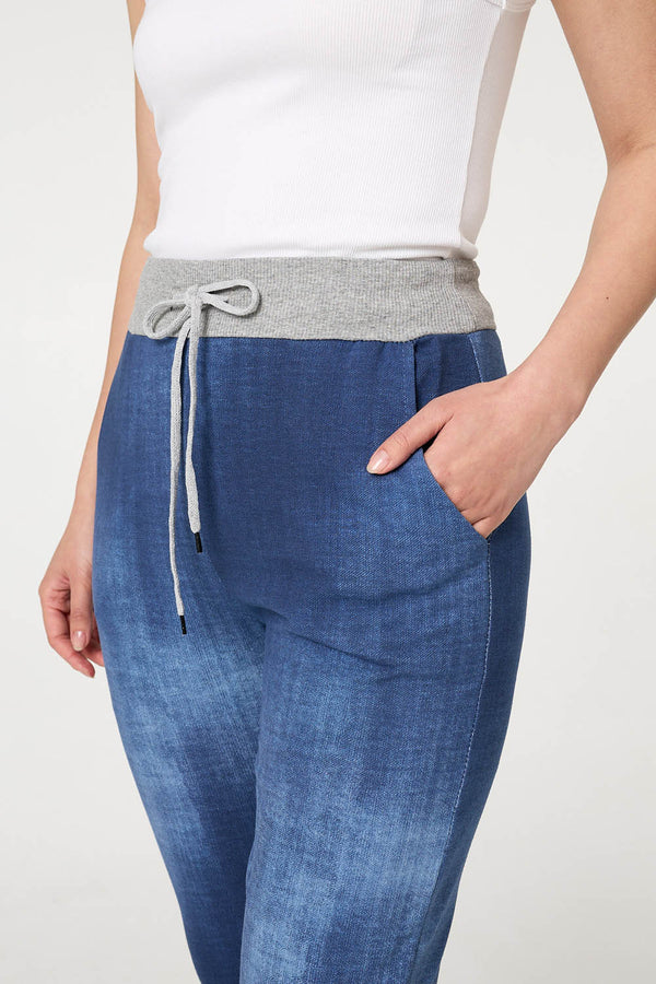Blue | Contrast Texture Slim Cropped Jeggings