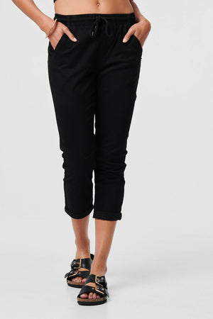 Black | High Waist Skinny Cropped Trousers
