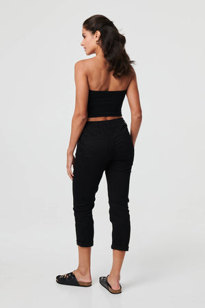 Black | High Waist Skinny Cropped Trousers
