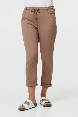 Brown | High Waist Skinny Cropped Trousers