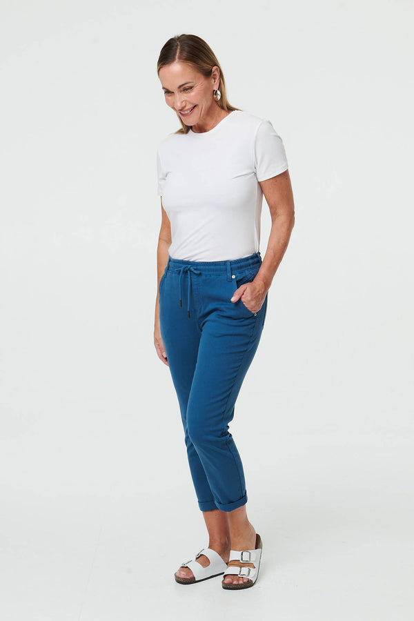 Indigo | High Waist Skinny Cropped Trousers