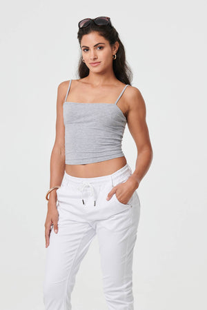 White | High Waist Skinny Cropped Trousers
