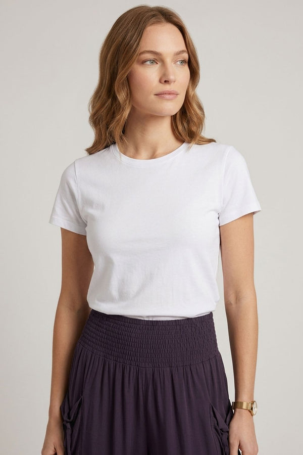 Navy | High Waist Pull On Tapered Pants

