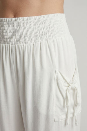 White | High Waist Pull On Tapered Pants