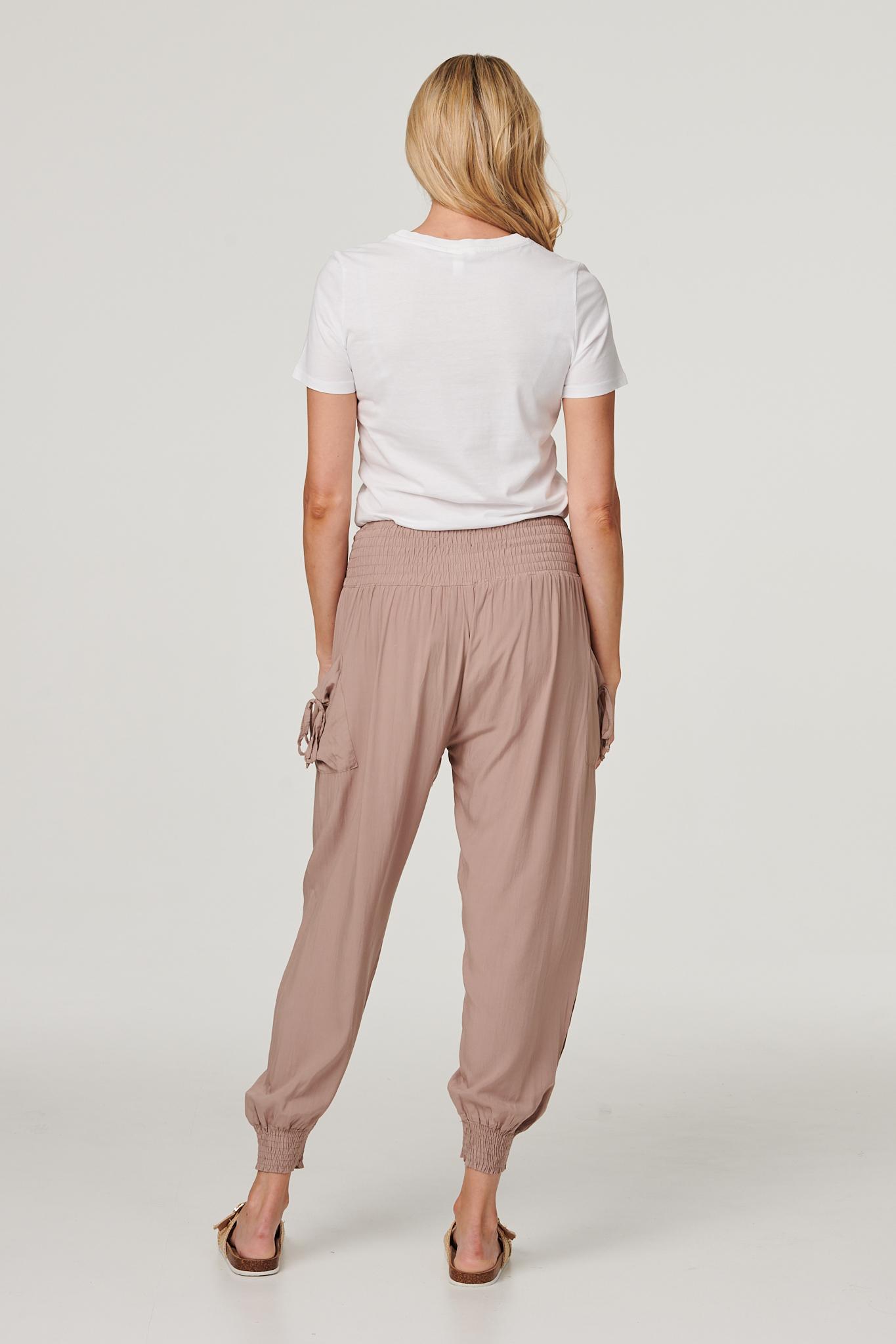 Brown | High Waist Pull On Tapered Pants