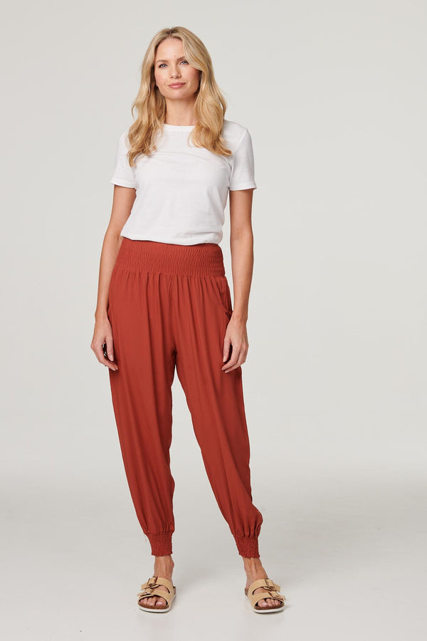 Orange | High Waist Pull On Tapered Pants