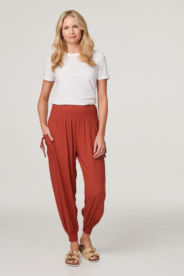 Orange | High Waist Pull On Tapered Pants