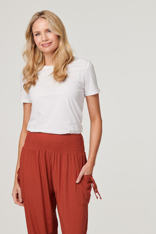 Orange | High Waist Pull On Tapered Pants
