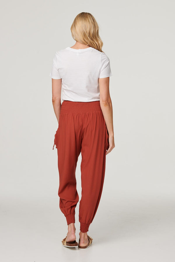Orange | High Waist Pull On Tapered Pants