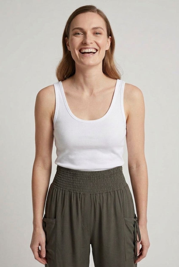 Grey | High Waist Pull On Tapered Pants
