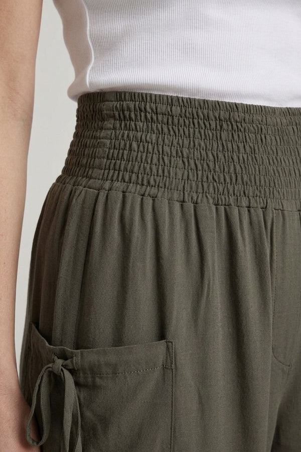 Grey | High Waist Pull On Tapered Pants
