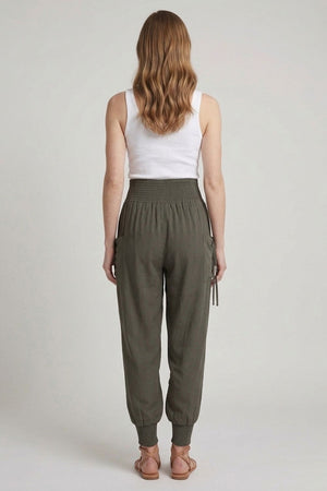 Grey | High Waist Pull On Tapered Pants
