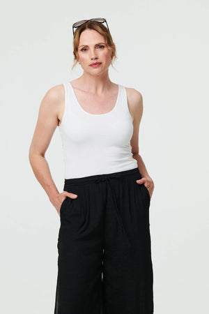 Black | High Waist Side Split Layered Trousers
