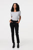 Black | Denim Skinny Ankle Grazer Leggings : Model is 5'8