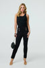 Black | Button Detail High Waist Slim Leggings
