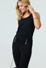 Black | Button Detail High Waist Slim Leggings
