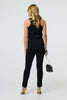 Black | Button Detail High Waist Slim Leggings
