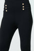 Black | Button Detail High Waist Slim Leggings
